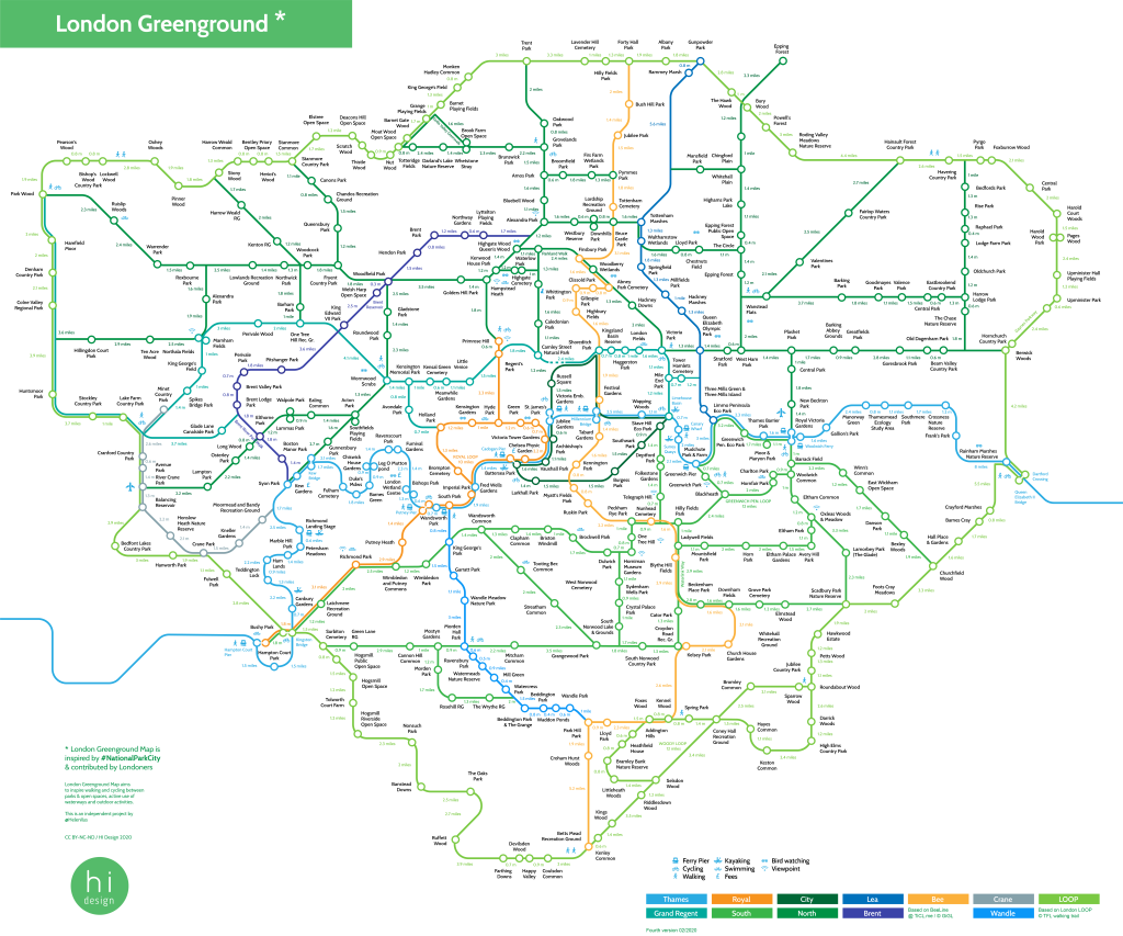 London Greenground Map With Distances Helen Ilus Design